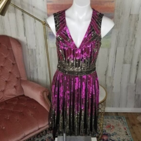 Aidan Mattox Heavily Sequin Beaded Party Dress - Picture 14 of 16